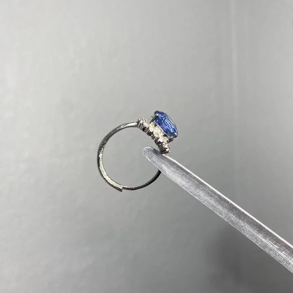 BLUE SAPPHIRE CRYSTAL ADJUSTABLE RING ETHEREAL FAIRY RENFAIRE